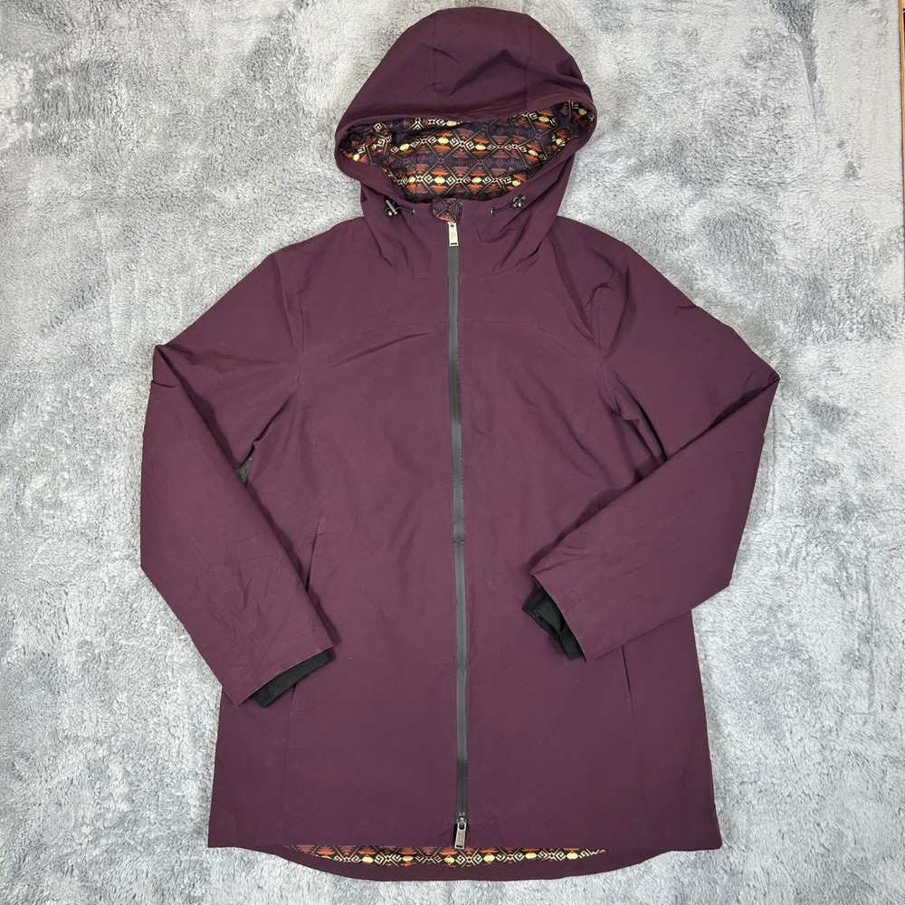Pendleton Womens Plum Purple Hooded Rain Jacket Southwestern Print Lining Small